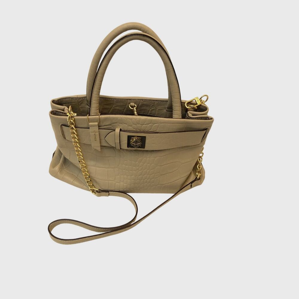 Antonio Melani 100% Leather Croc‑Embossed Handbag – Chain Crossbody – NWT